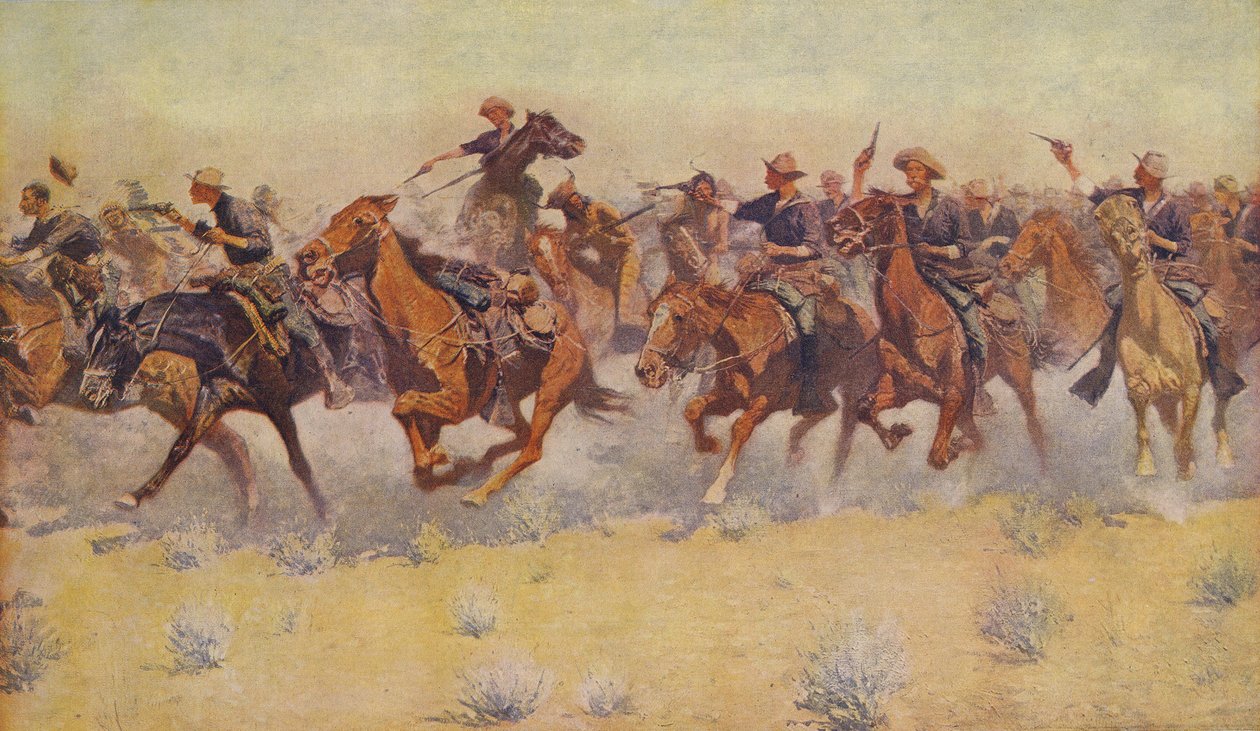 The Charge, do Colliers Weekly, pub.1906 de Frederic Remington