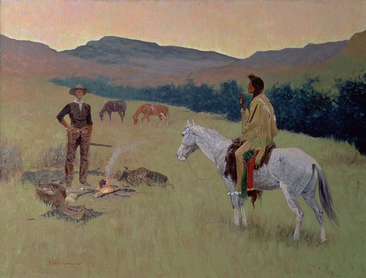 The Conversation, ou Dubious Company (óleo sobre tela) de Frederic Remington