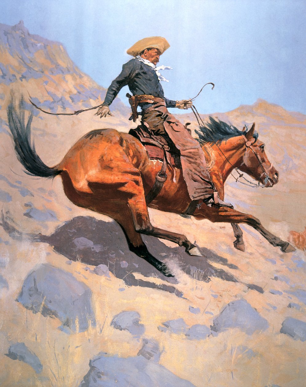 O Cowboy (óleo sobre tela) de Frederic Remington