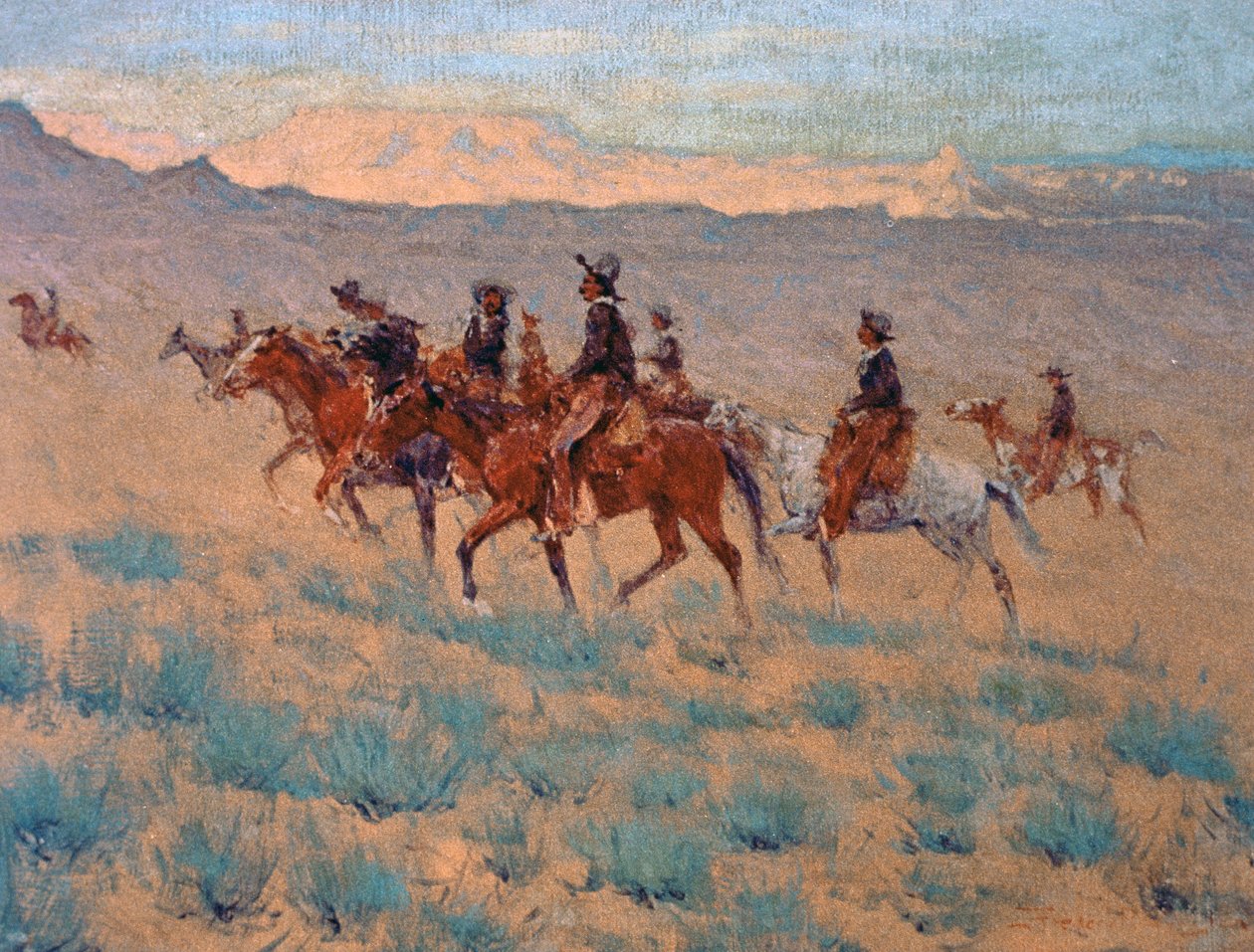 Os Cowpunchers (aguarela sobre papel) de Frederic Remington