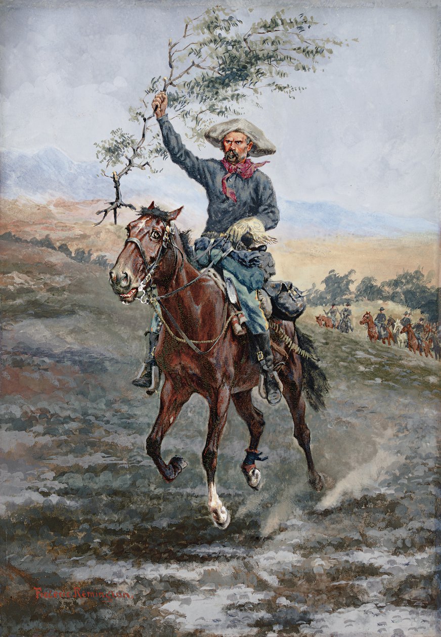 A bandeira da trégua na guerra da Índia, 1886 de Frederic Remington