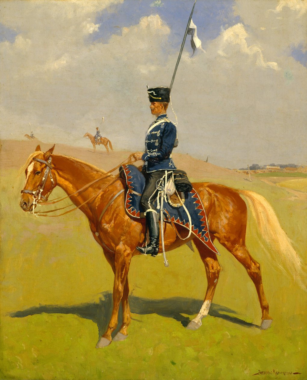 O Hussardo (Privado dos Hussardos: Um Hussardo Alemão) 1892-93 de Frederic Remington
