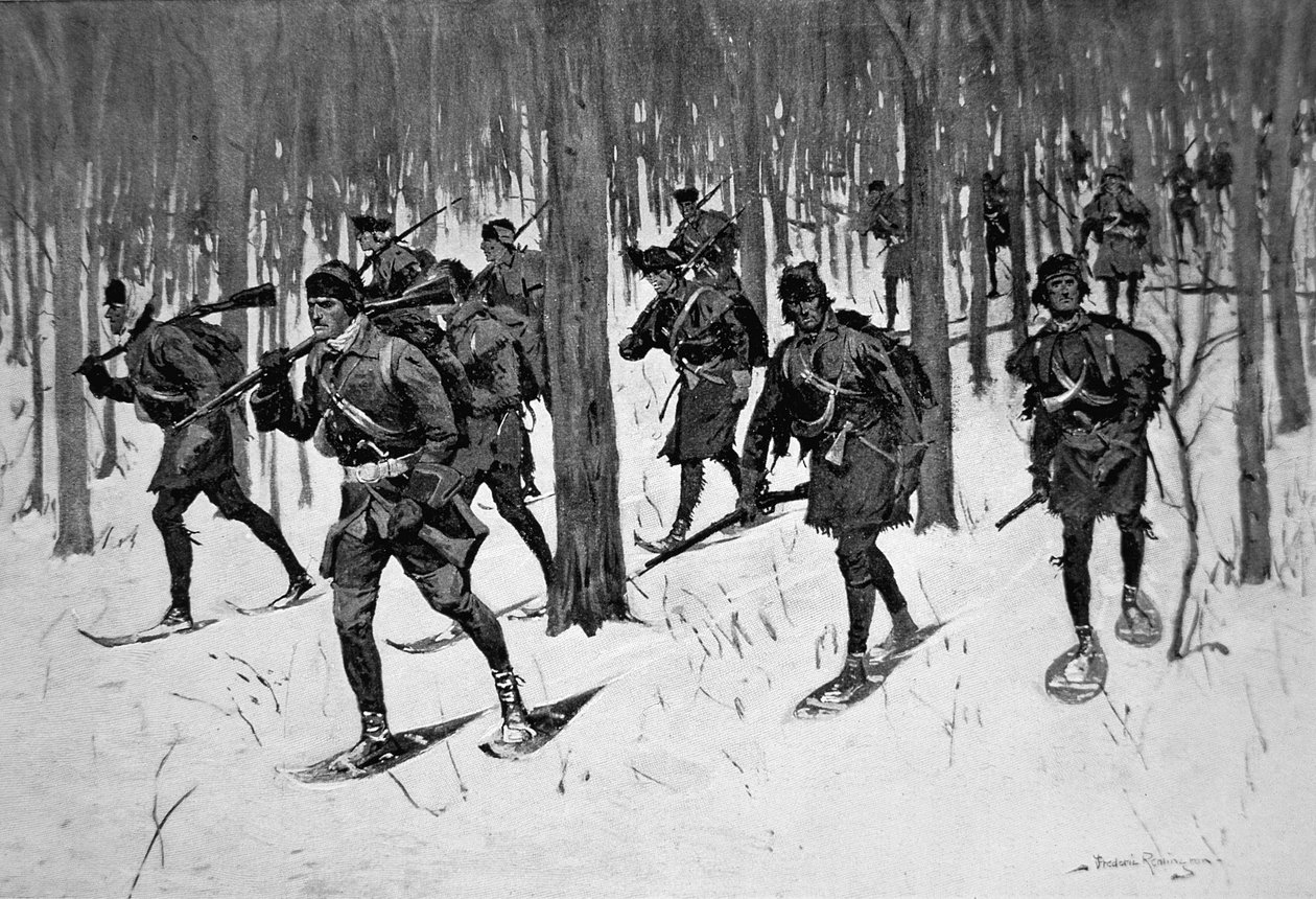 A Marcha de Rogers Rangers (litho) de Frederic Remington