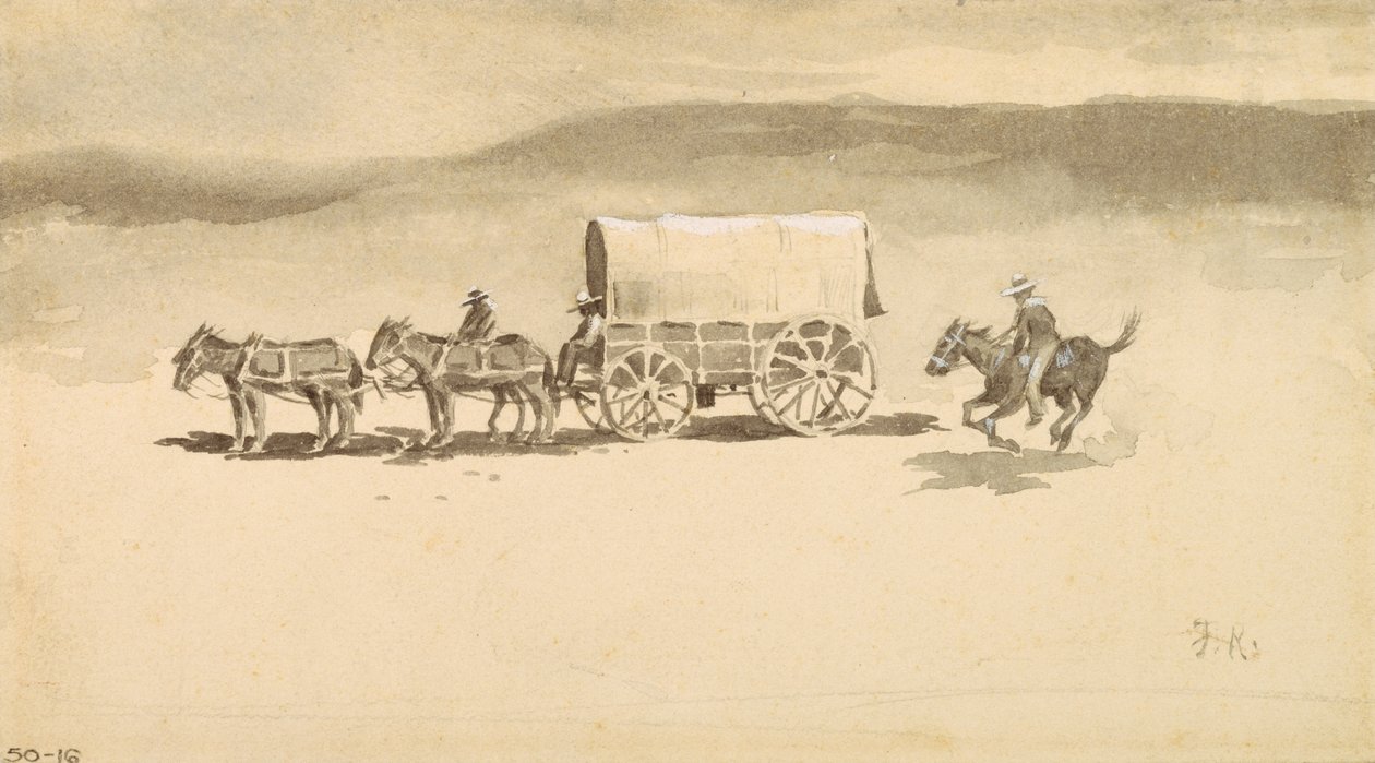 Sem título (desenho de lavagem no papel) de Frederic Remington