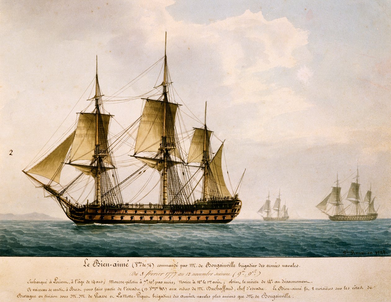 Louis Antoine, o navio do Conde de Bougainville (1729-1811) Bien-Aime de Frederic Roux