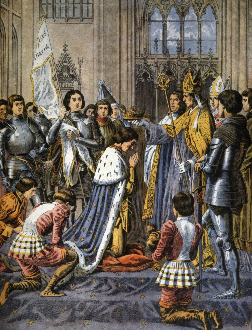 Coroação de Carlos VII de França em Reims, c.1900 (ilustração) de Frederic Theodore Lix