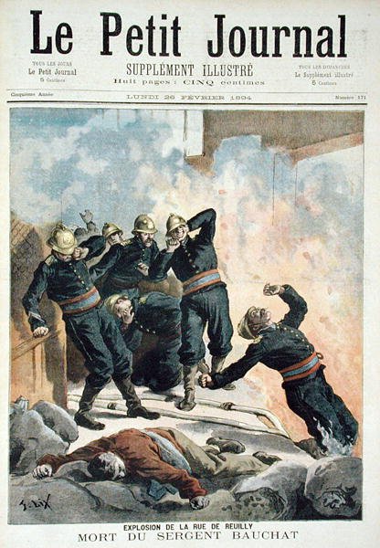 Explosão na Rue de Reuilly e a morte do sargento Bauchat, do Le Petit Journal, 26 de fevereiro de 1894 de Frederic Theodore Lix