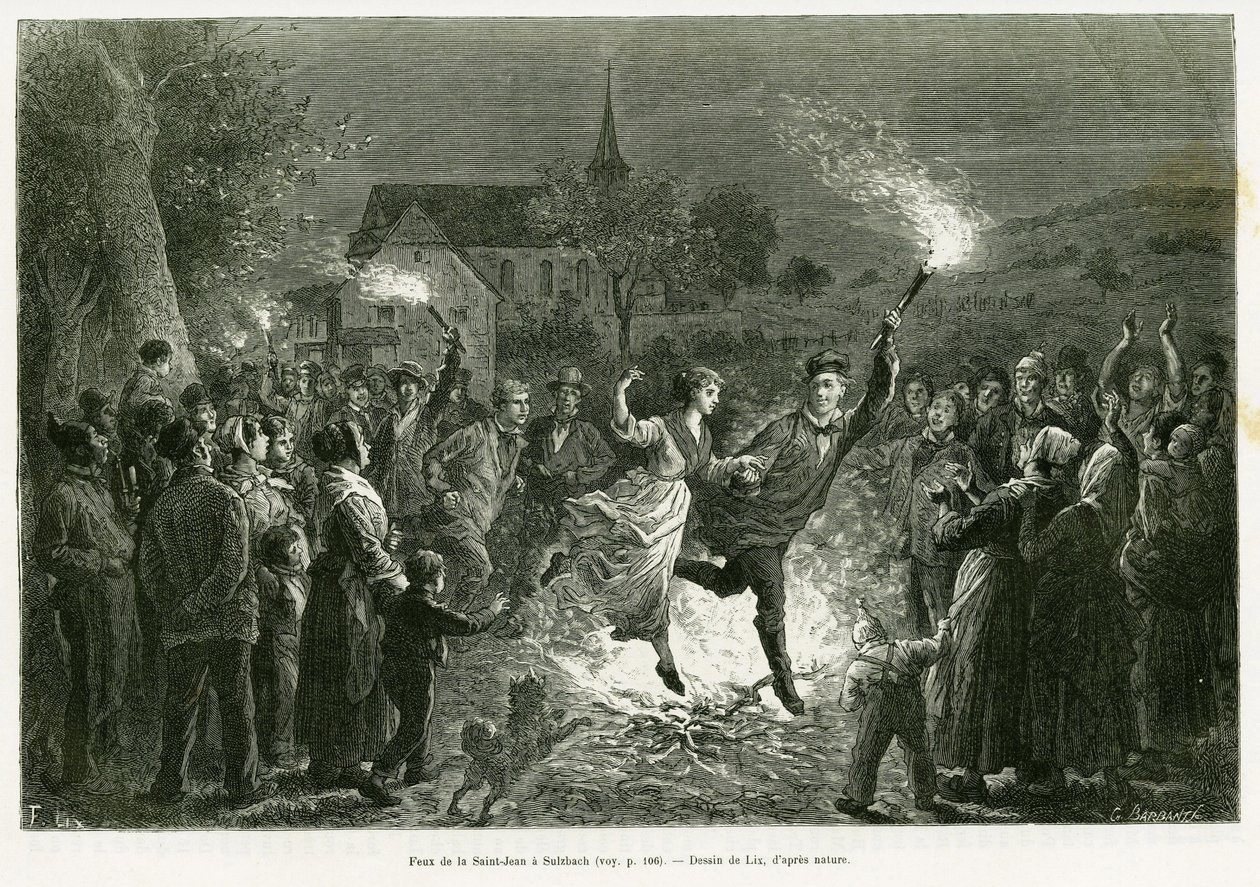 Fogo de São João em Sulzbach. Gravura de Lix para ilustrar a história A travers l