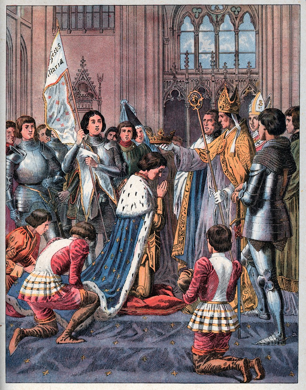 Joana d&39;Arc participa da cerimônia de coroação de Carlos VII em Reims em 17 de julho de 1429. de Frederic Theodore Lix