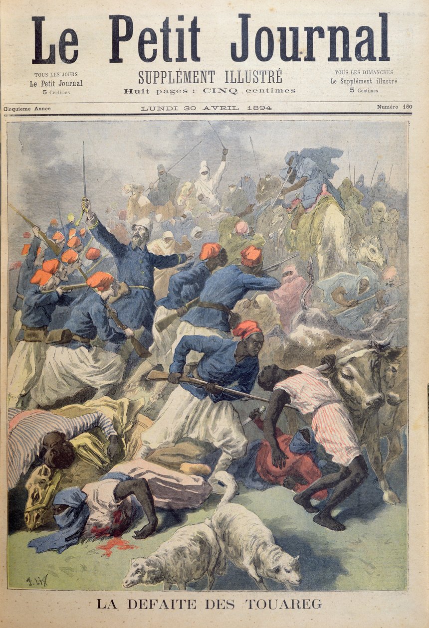 The Defeat of the Tuaregs, capa do &39;Le Petit Journal&39;, 30 de abril de 1894 de Frederic Theodore Lix