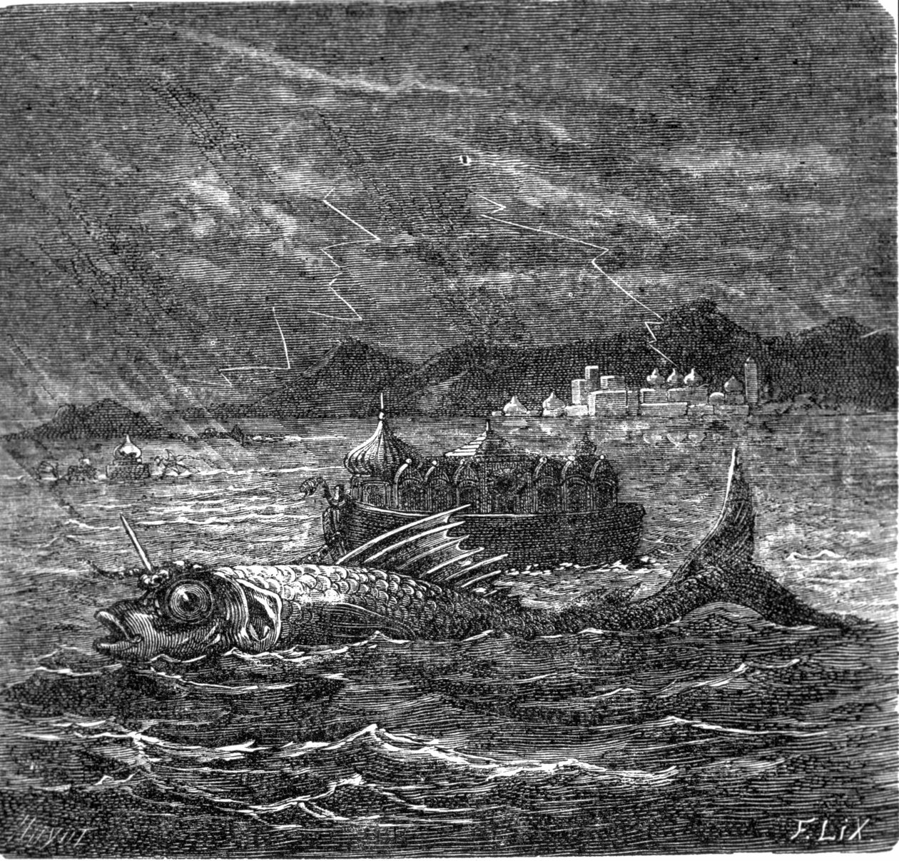 O peixe gigante da inundação universal de acordo com os hindus. de Frederic Theodore Lix