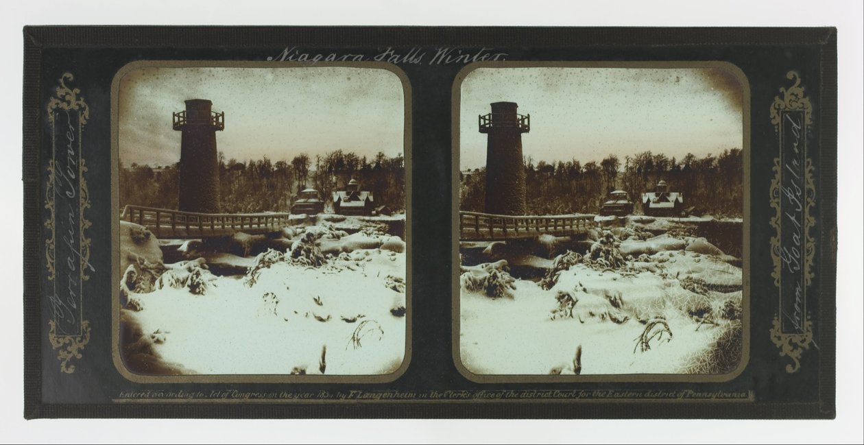 Winter Niagara Falls, Terrapin Tower da Goat Island de Frederic and William Langenheim