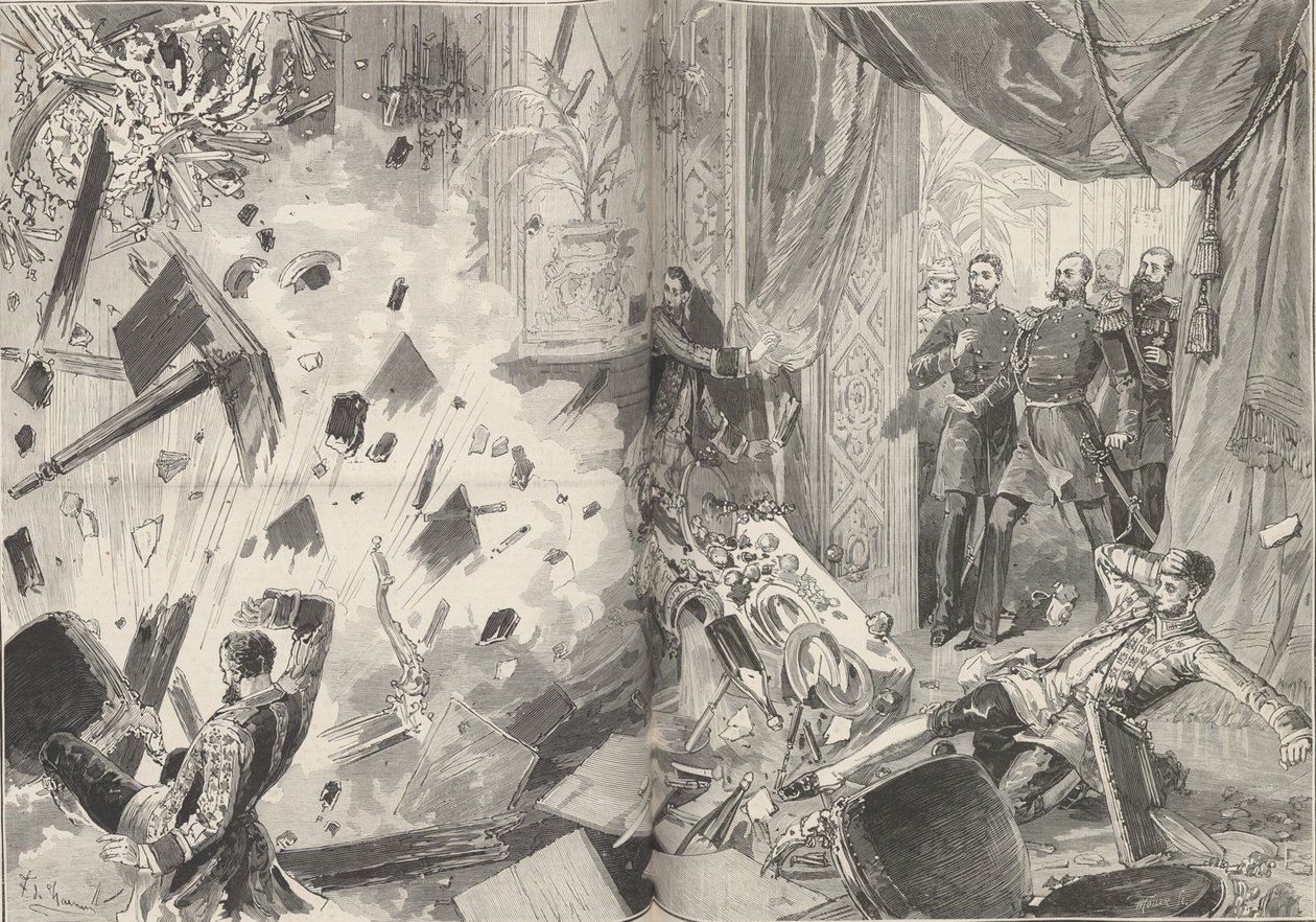 Imperador Alexandre II após a explosão, na noite de 17 de fevereiro de 1880. de Frederic de Haenen
