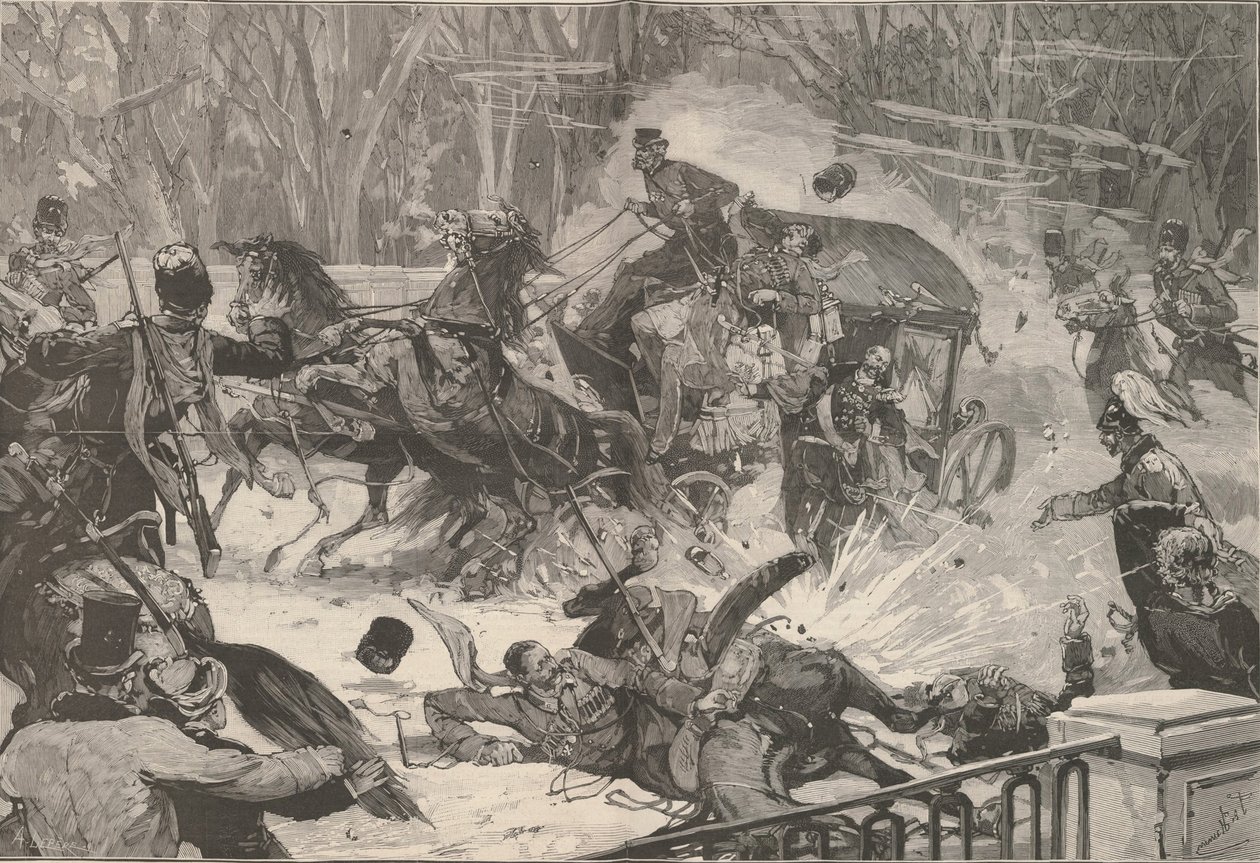 O assassinato de Alexandre II, 13 de março de 1881. Do mundo ilustrado, 1881. de Frederic de Haenen