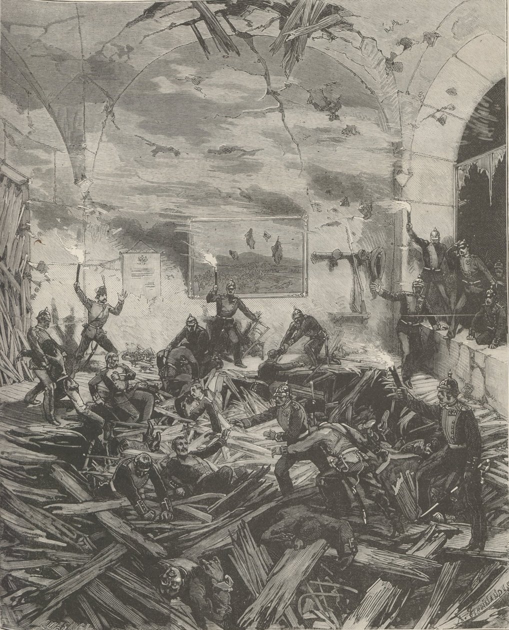 O Palácio de Inverno após a explosão, noite de 17 de fevereiro de 1880. de Frederic de Haenen