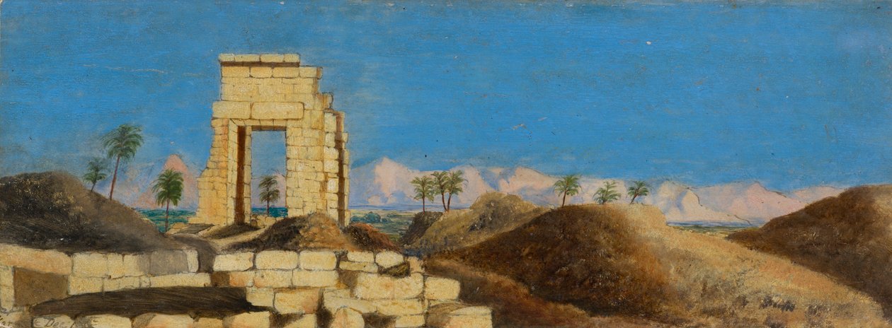 Ruínas no Deserto, c.1846-1907 (óleo a bordo) de Frederica Countess of Scarborough Drummond