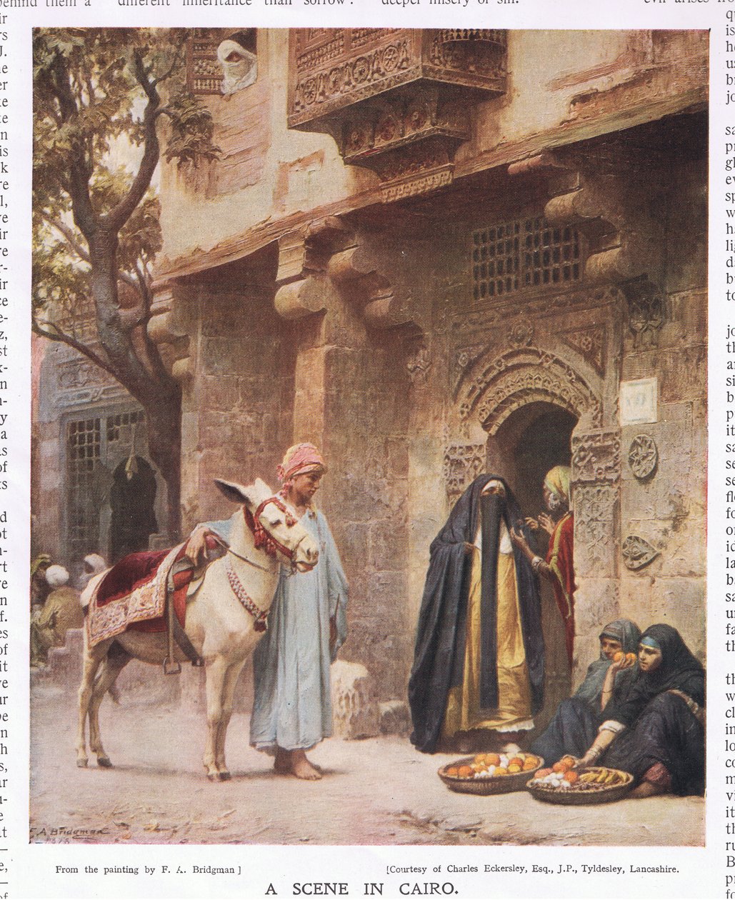 Uma cena no Cairo, do &39;Bibby Annual&39; publicado em 1917 de Frederick Arthur Bridgman