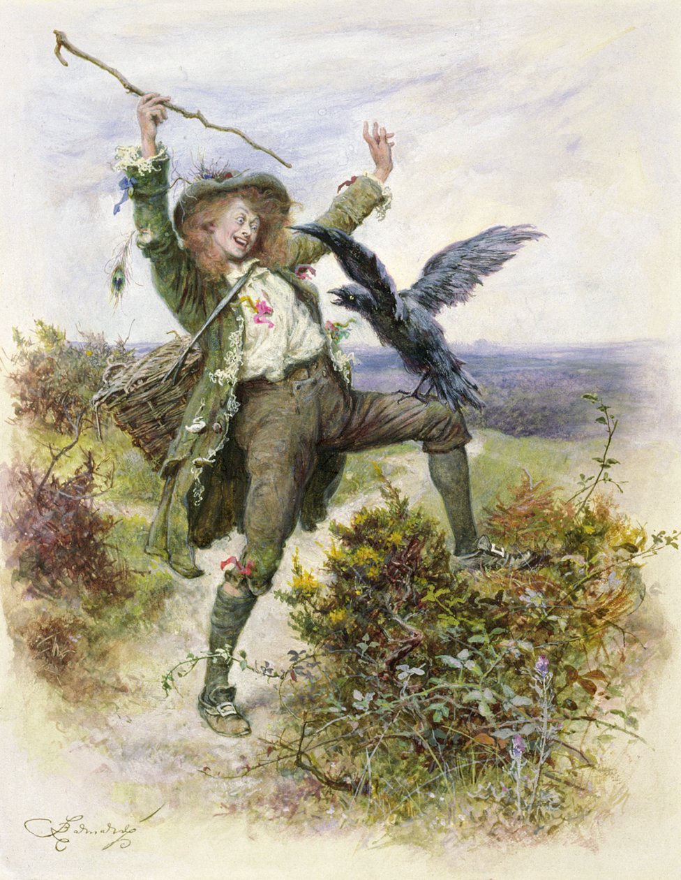 Barnaby Rudge e o aperto do corvo de Frederick Barnard