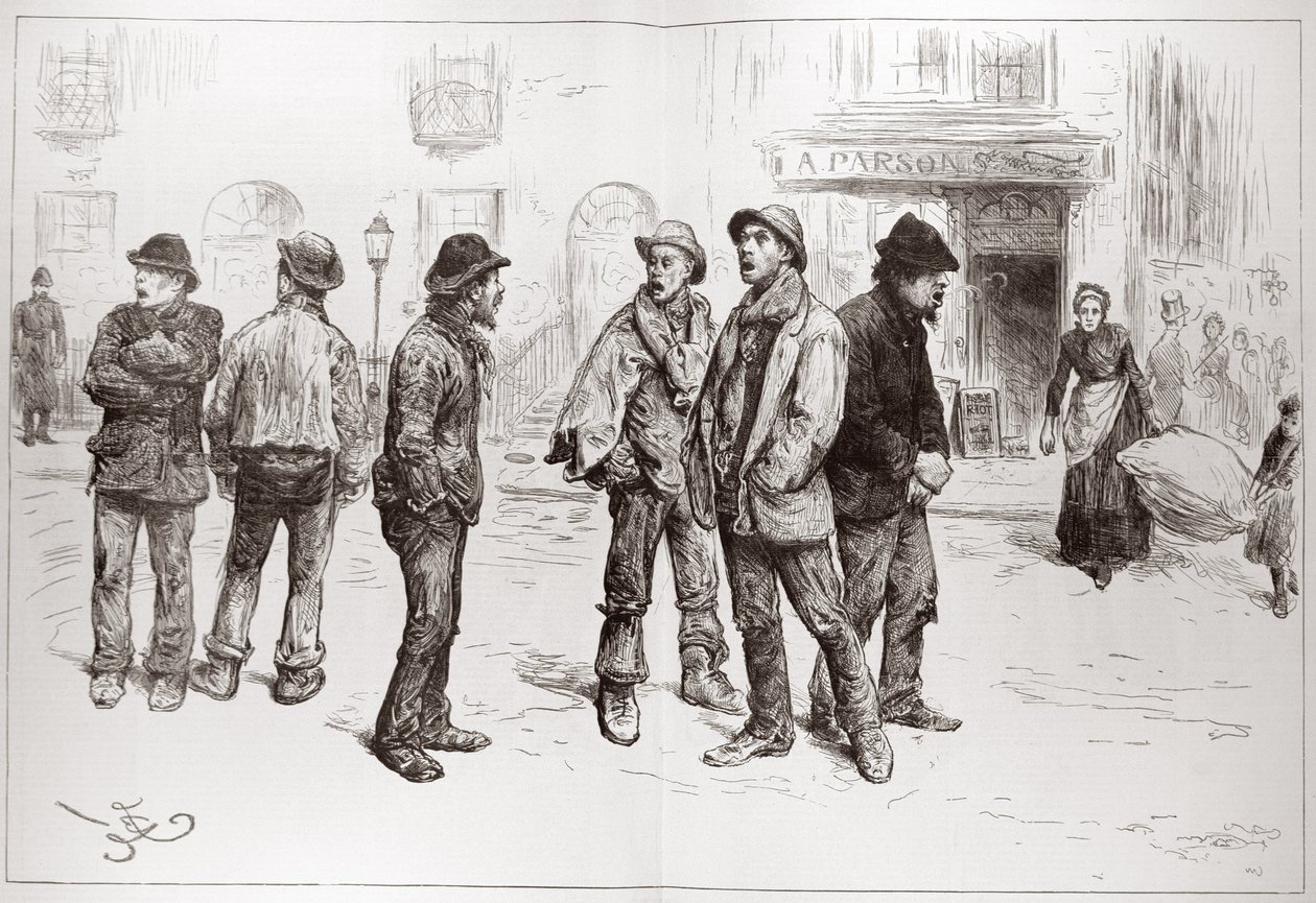 The Unemployed of London: "Não temos trabalho a fazer", de "The Illustrated London News", 20 de fevereiro de 1886 de Frederick Barnard