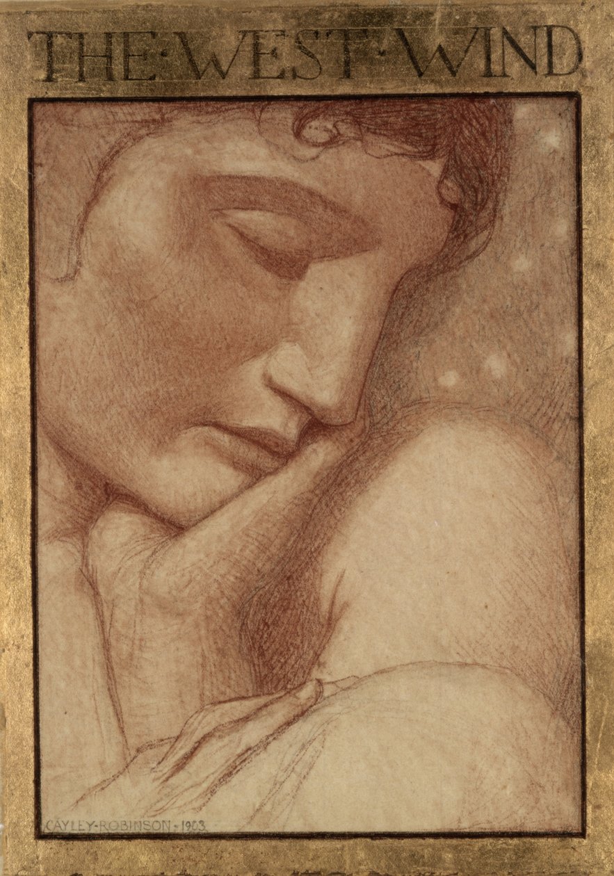 Os Quatro Ventos - O Vento Oeste, 1903 (giz colorido sobre papel) de Frederick Cayley Robinson