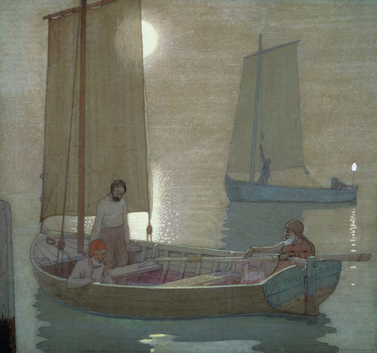 Os três irmãos, c.1897 de Frederick Cayley Robinson
