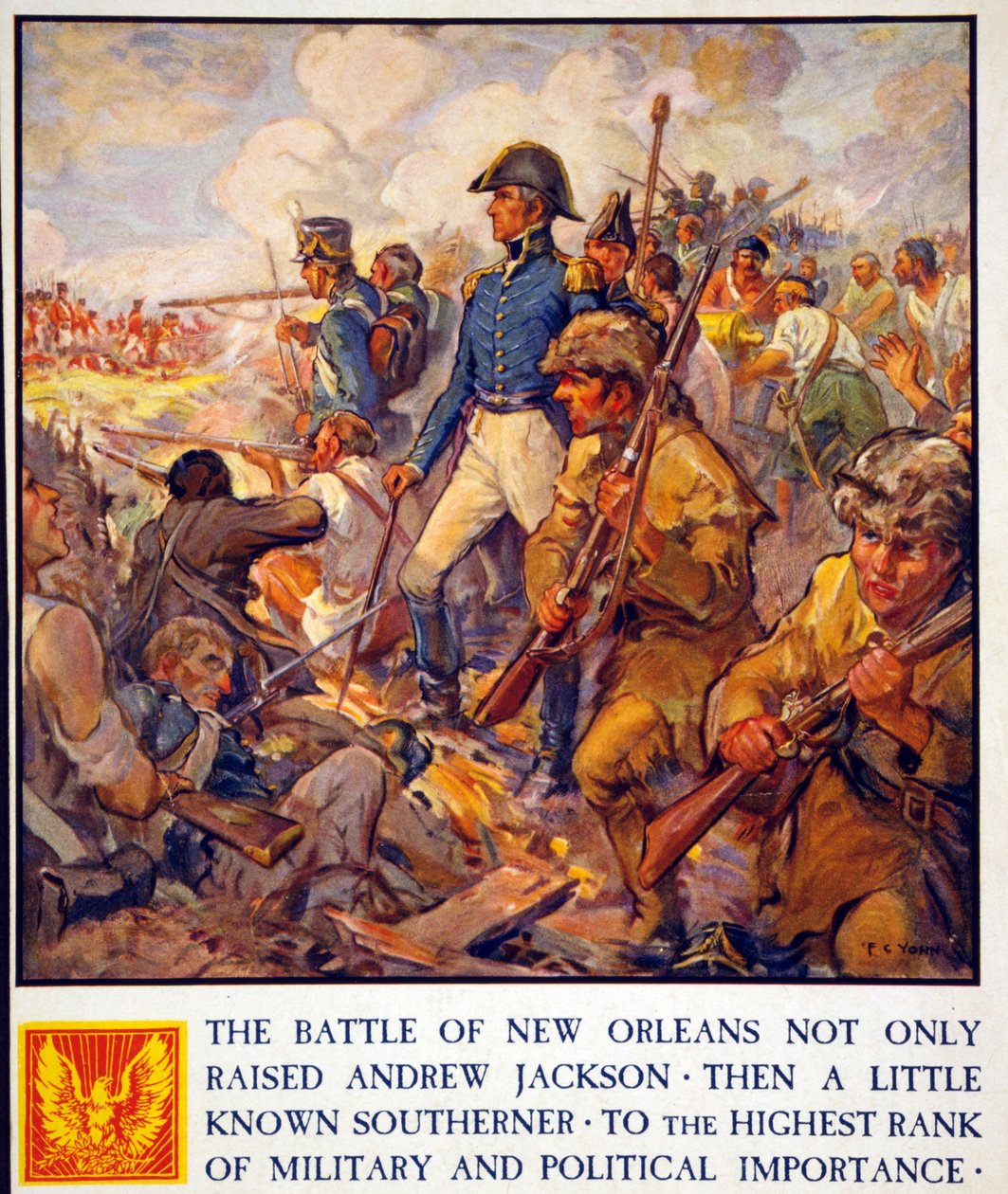 Andrew Jackson durante a Batalha de Nova Orleans, pub. 1922 de Frederick Coffay Yohn