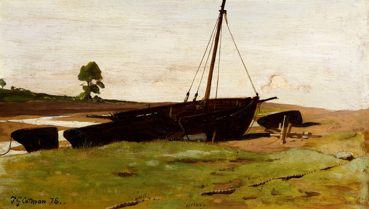 Barcos encalhados, Porlock Weir, 1879 de Frederick George Cotman