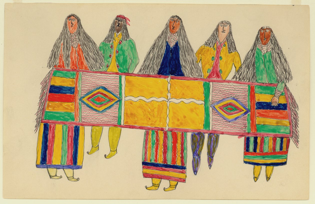 Apache Indians, c.1894-99 (tinta e wc no papel) de Frederick Gokliz