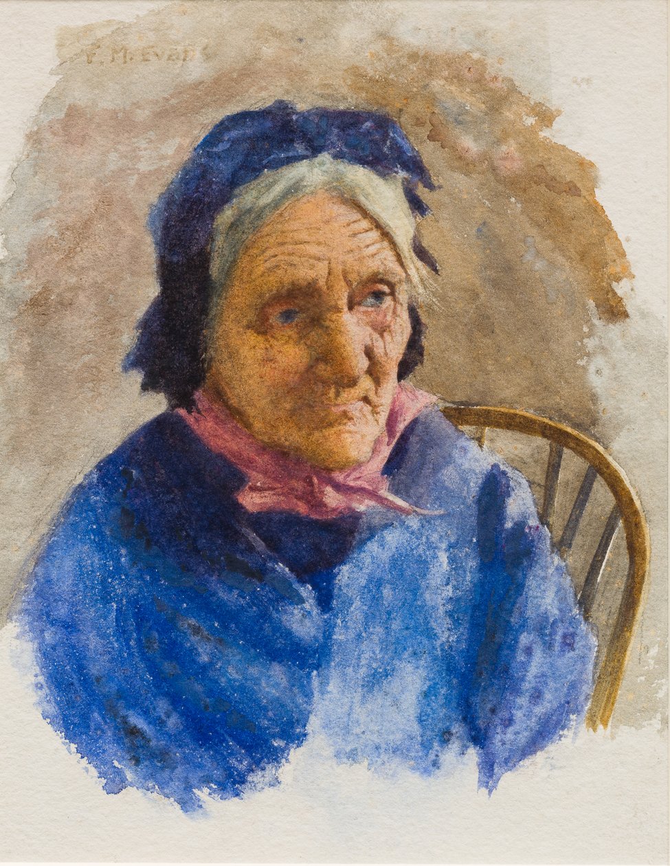 Pescadora idosa (wc no papel) de Frederick James McNamara Evans