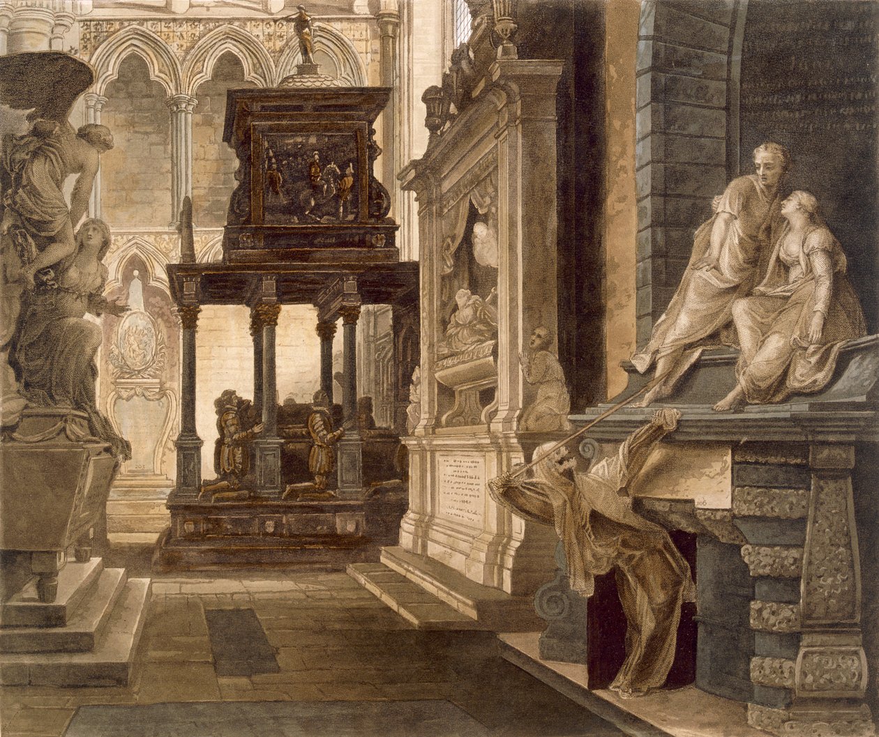 Capela de São João Evangelista, placa 46 de &39;Abadia de Westminster&39;, gravada por Lewis, pub. por Rudolph Ackermann (1764-1834) 1812 (aquatinta) de Frederick Mackenzie