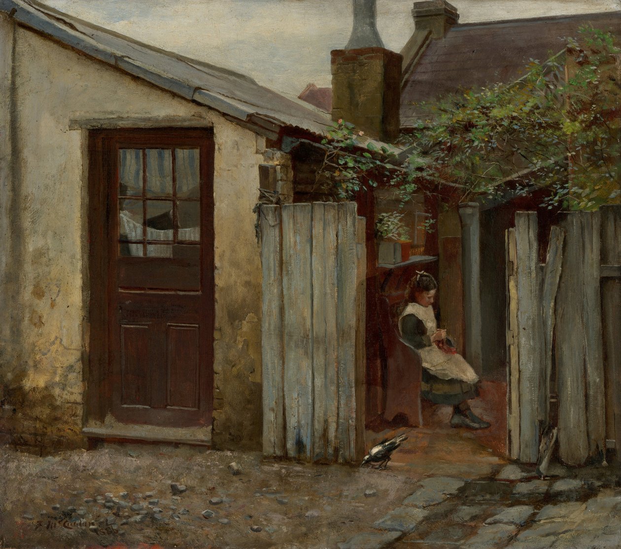 Menina, com, pássaro, em, a, rei, rua, padaria de Frederick McCubbin