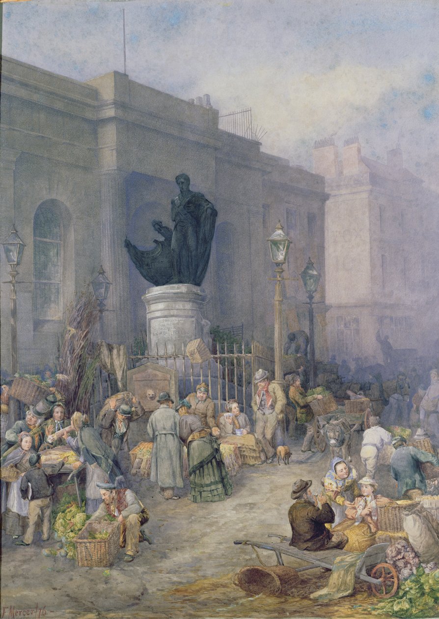 Manhã do mercado, Birmingham, 1876 (wc) de Frederick Mercer