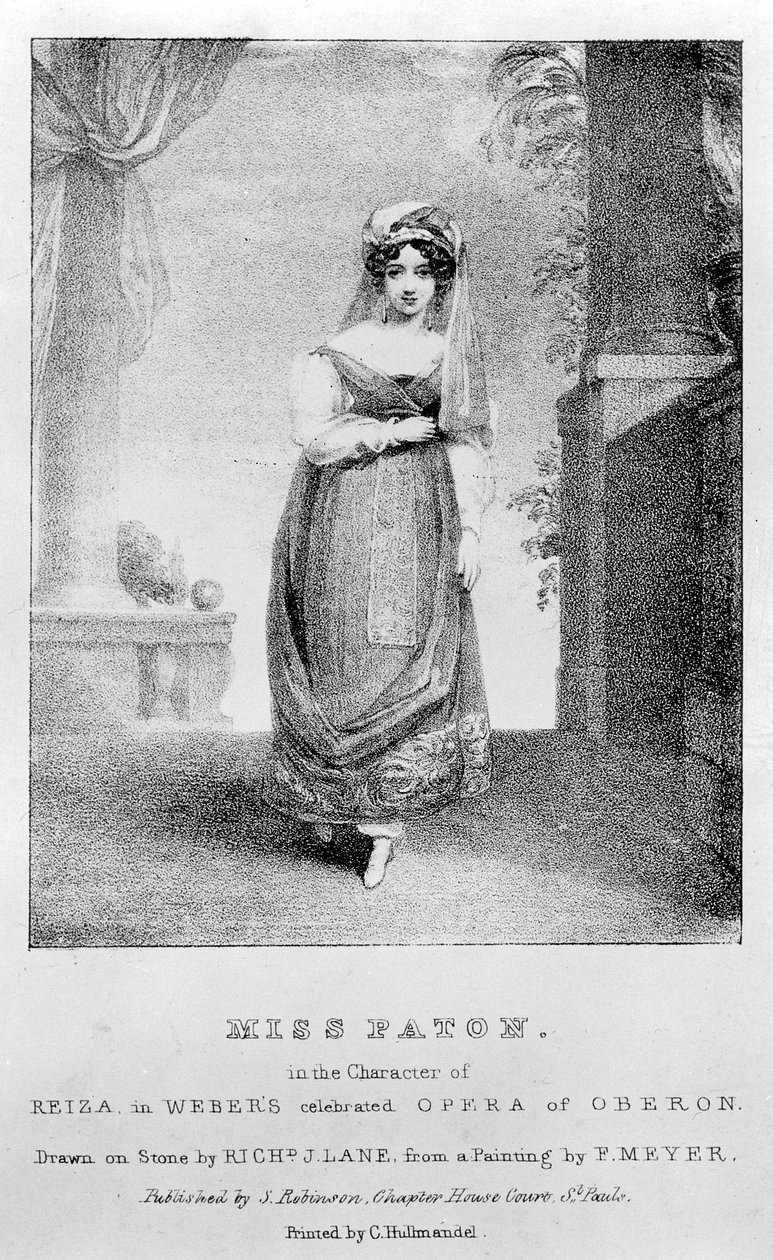 Mary Ann Paton como Reiza em &39;Oberon&39; de Weber, gravada por Richard James Lane, c.1826 de Frederick Meyer
