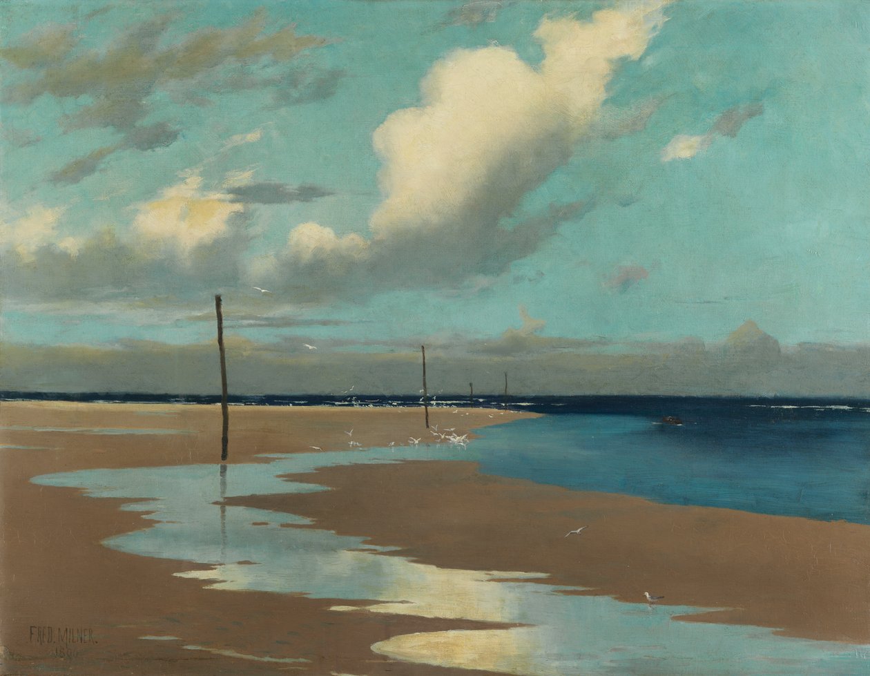 Praia na maré baixa, 1890 de Frederick Milner