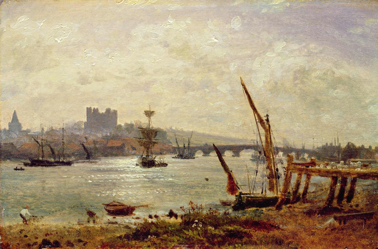 Catedral de Rochester e Castelo, c.1820-30 de Frederick Nash