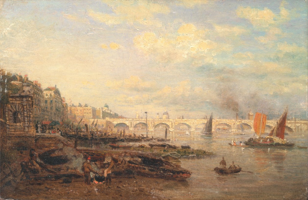 O rio Tâmisa e a ponte de Waterloo da Somerset House de Frederick Nash
