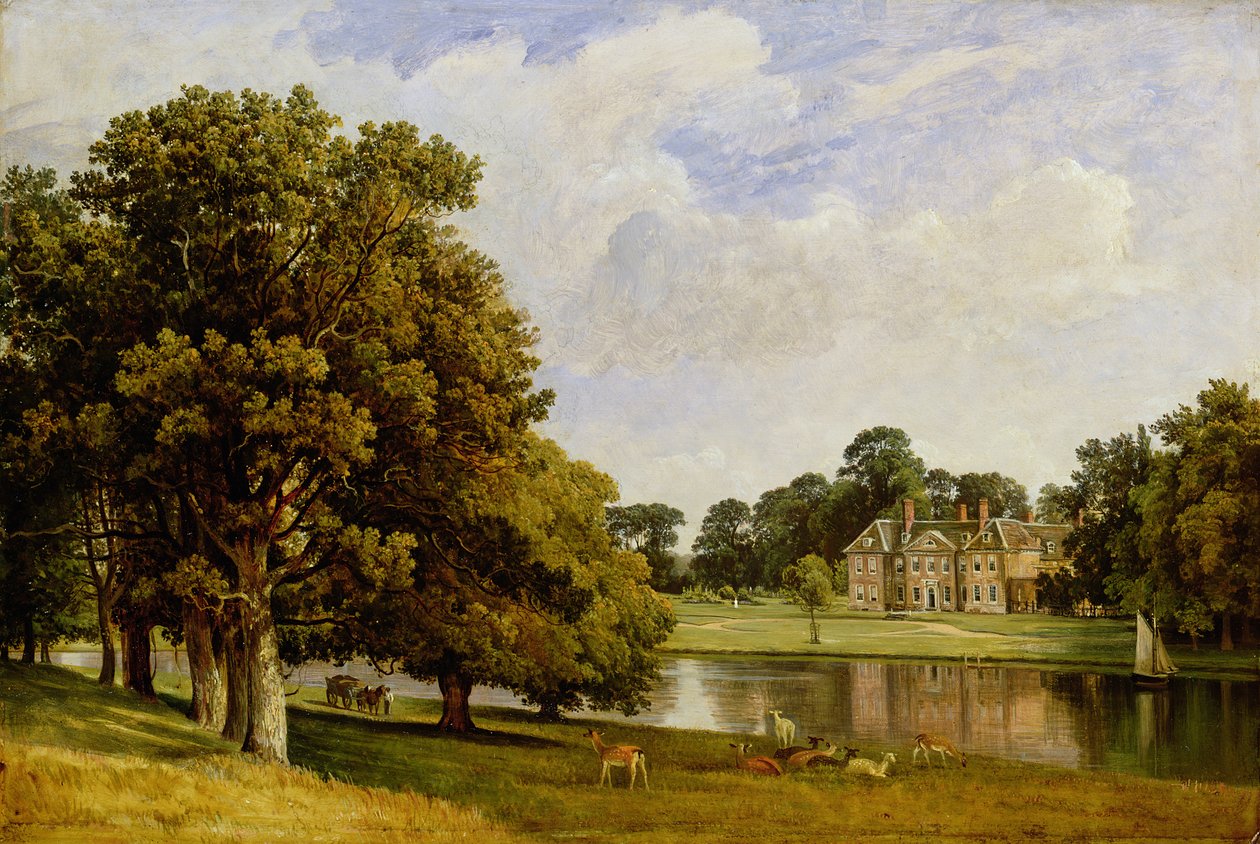 Veado, pastar, por, a, lago, chilston, parque, kent de Frederick Richard Lee