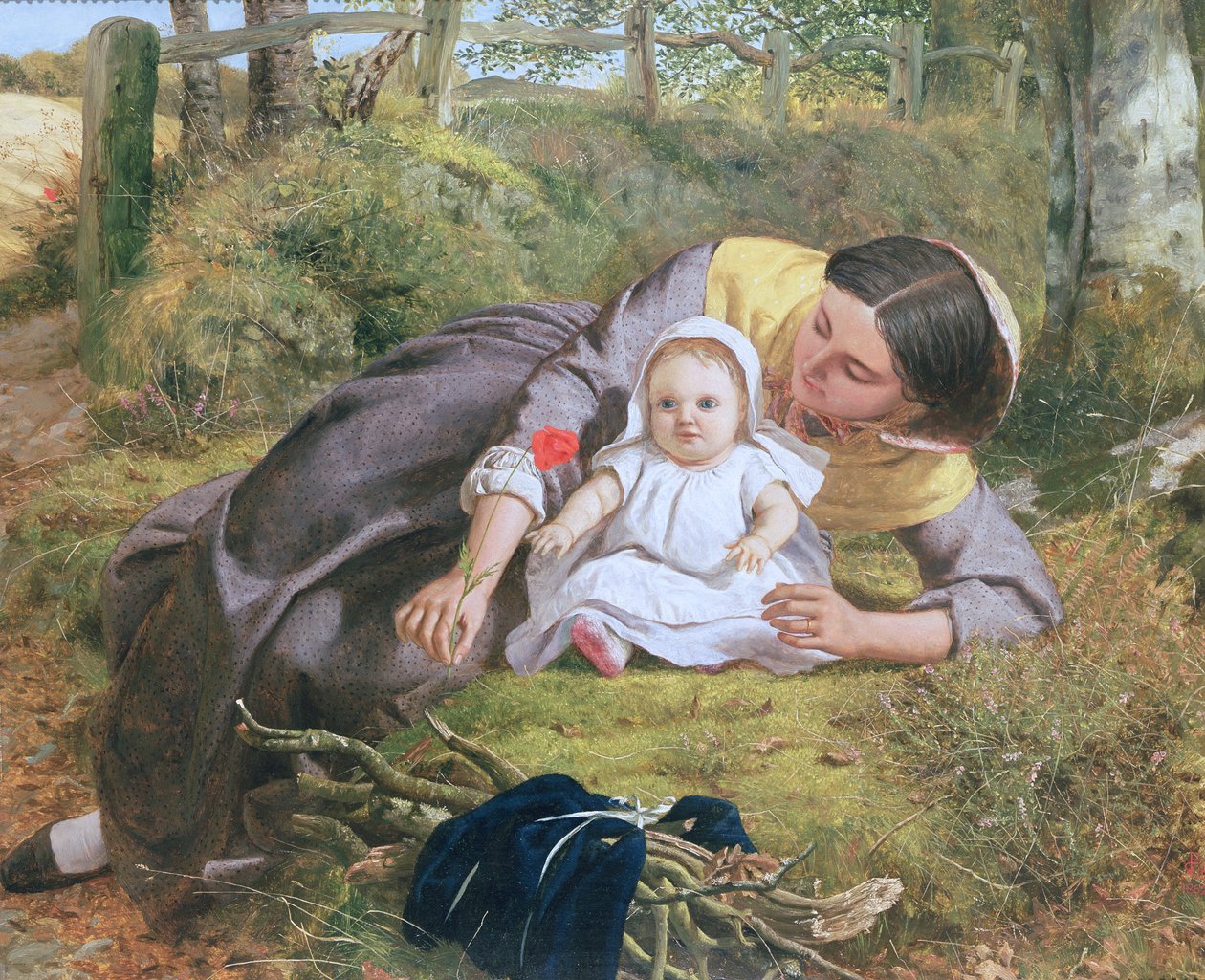 Mãe e filho com uma papoula de Frederick Richard Pickersgill