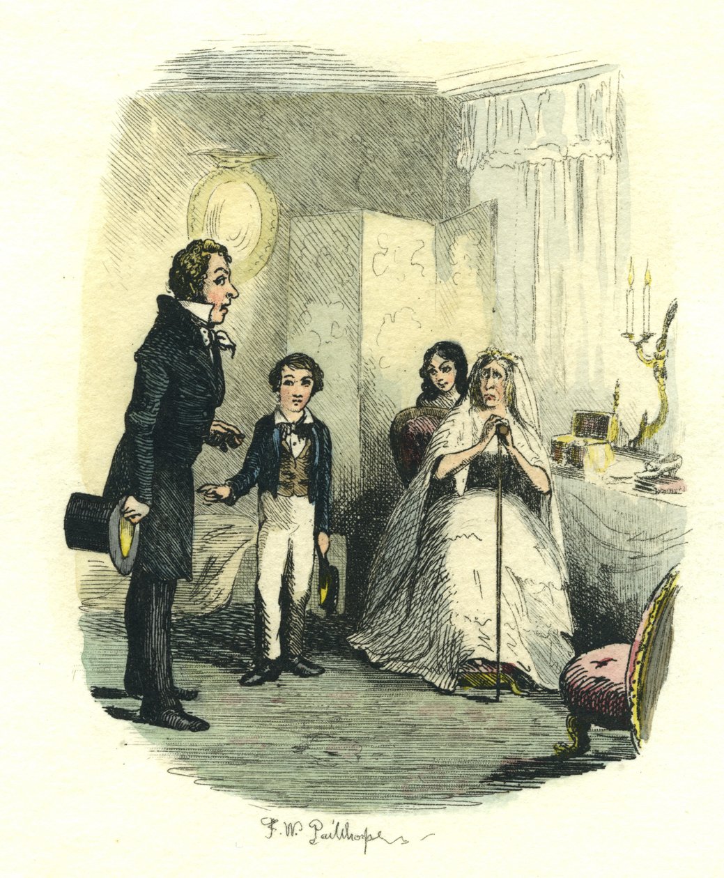 Isso é liberal [sic] da sua parte Pip, Great Expectations, c.1885 (gravura à mão colorida) de Frederick W. Pailthorpe
