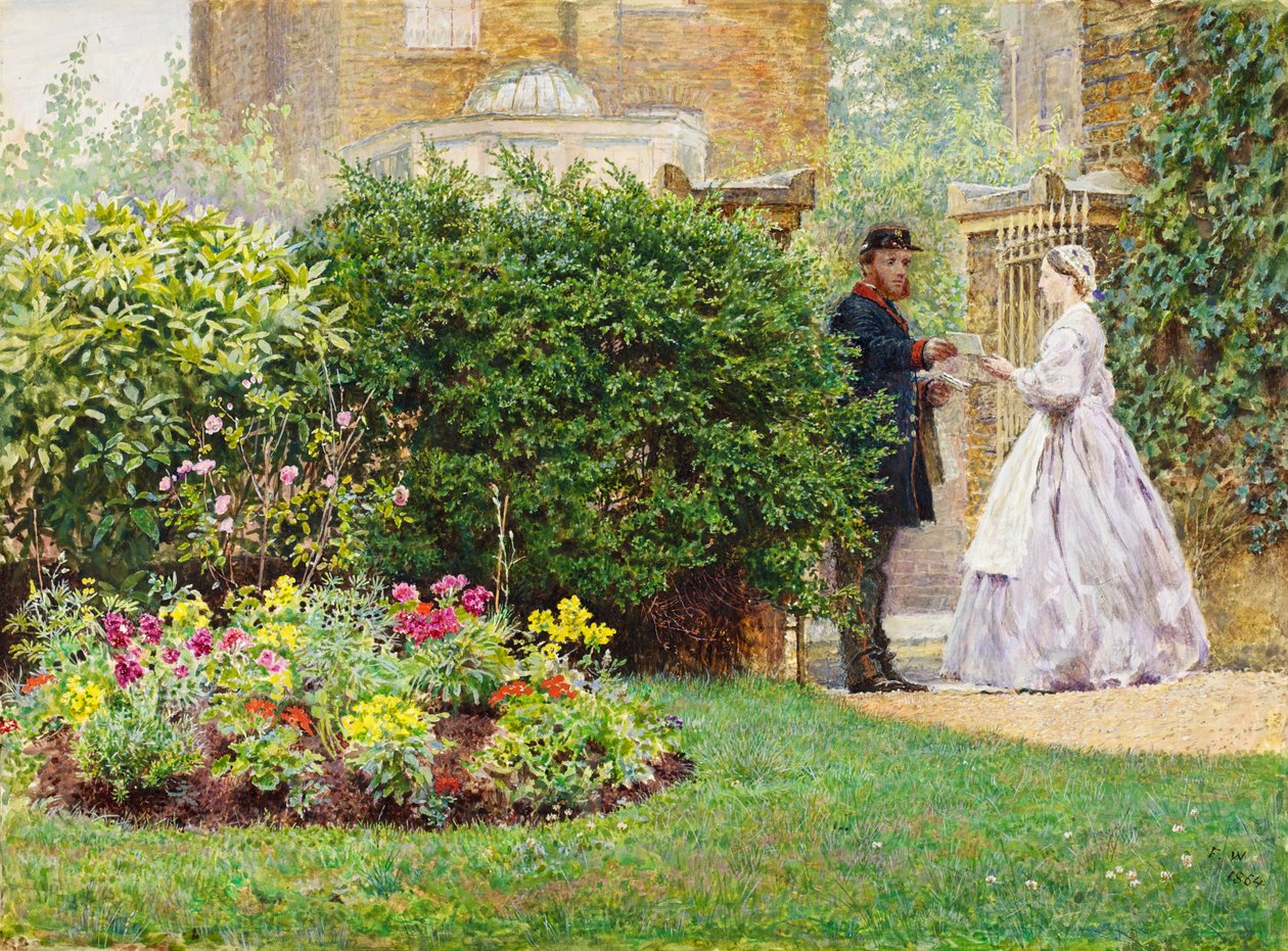 My Front Garden, 1864 (wc e guache sobre papel) de Frederick Walker