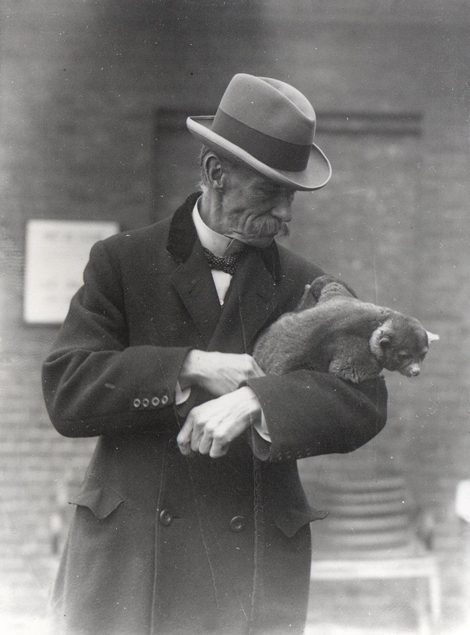 RI Pocock com um kinkajou de Frederick William Bond