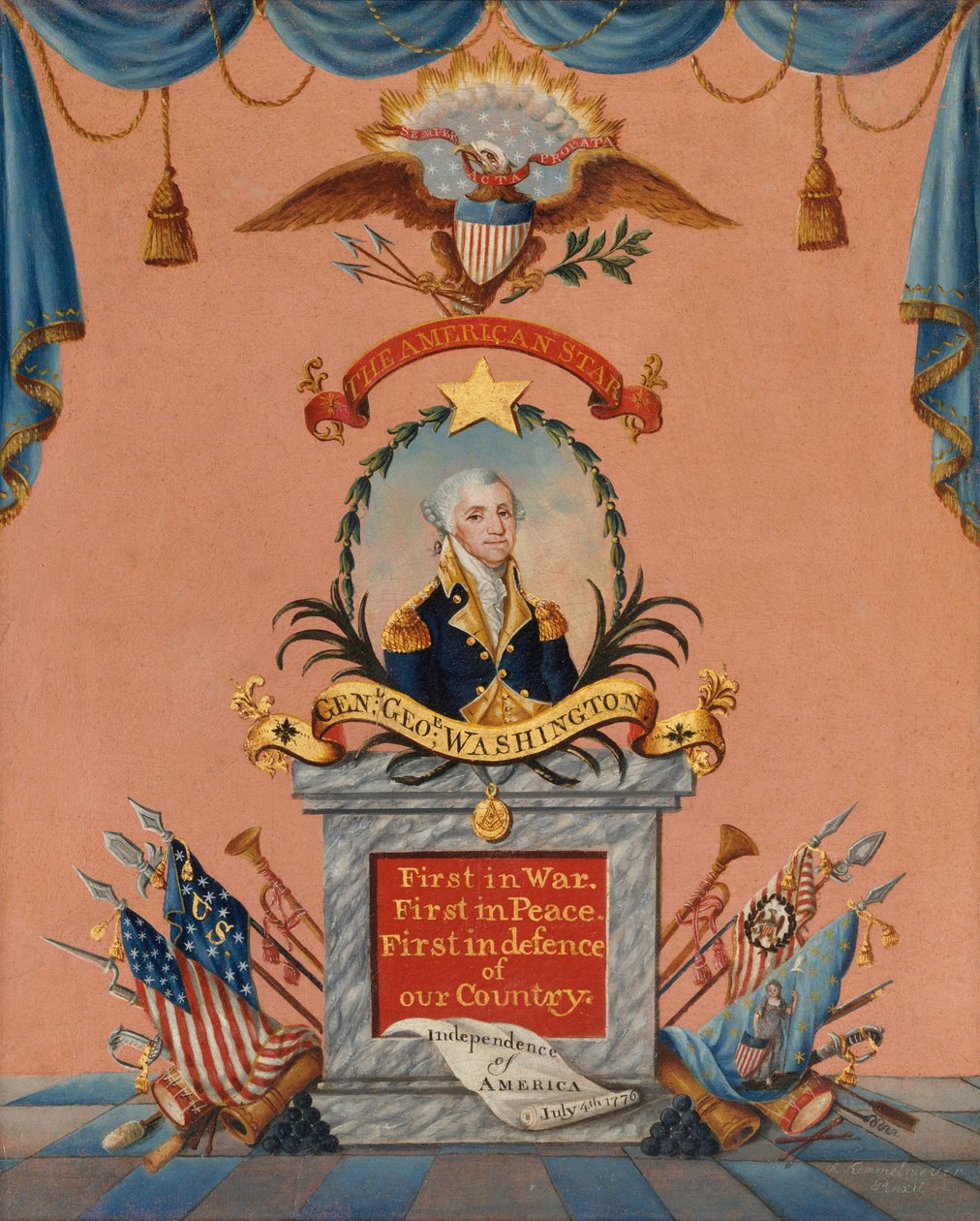 A estrela americana (George Washington), c.1803 (óleo e folha de ouro no papel) de Frederick Kemmelmeyer