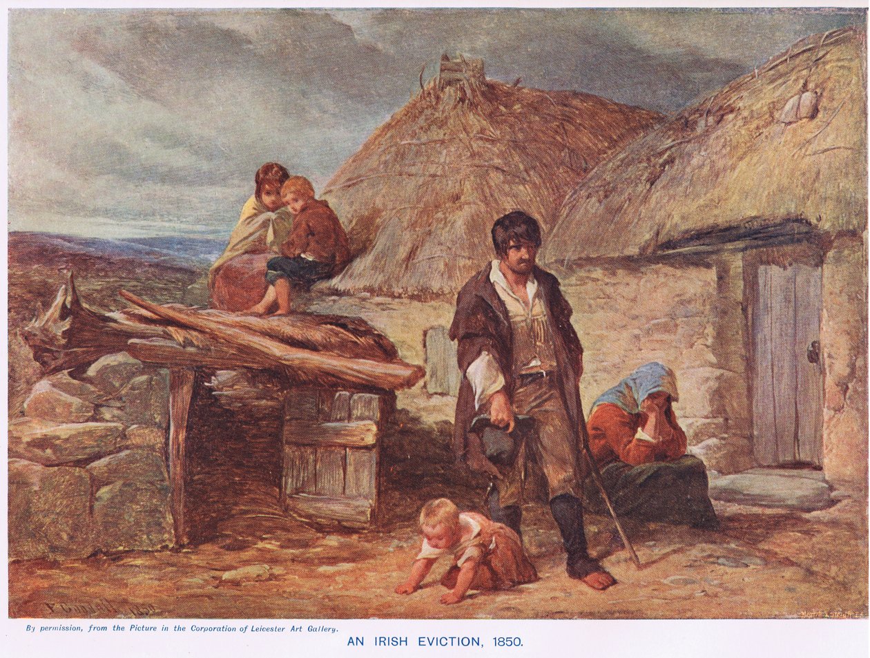 Um Despejo Irlandês, ilustração de "Ilustrated History of England" de Cassell, publicado c.1910 (cor litho) de Frederick (after) Goodall