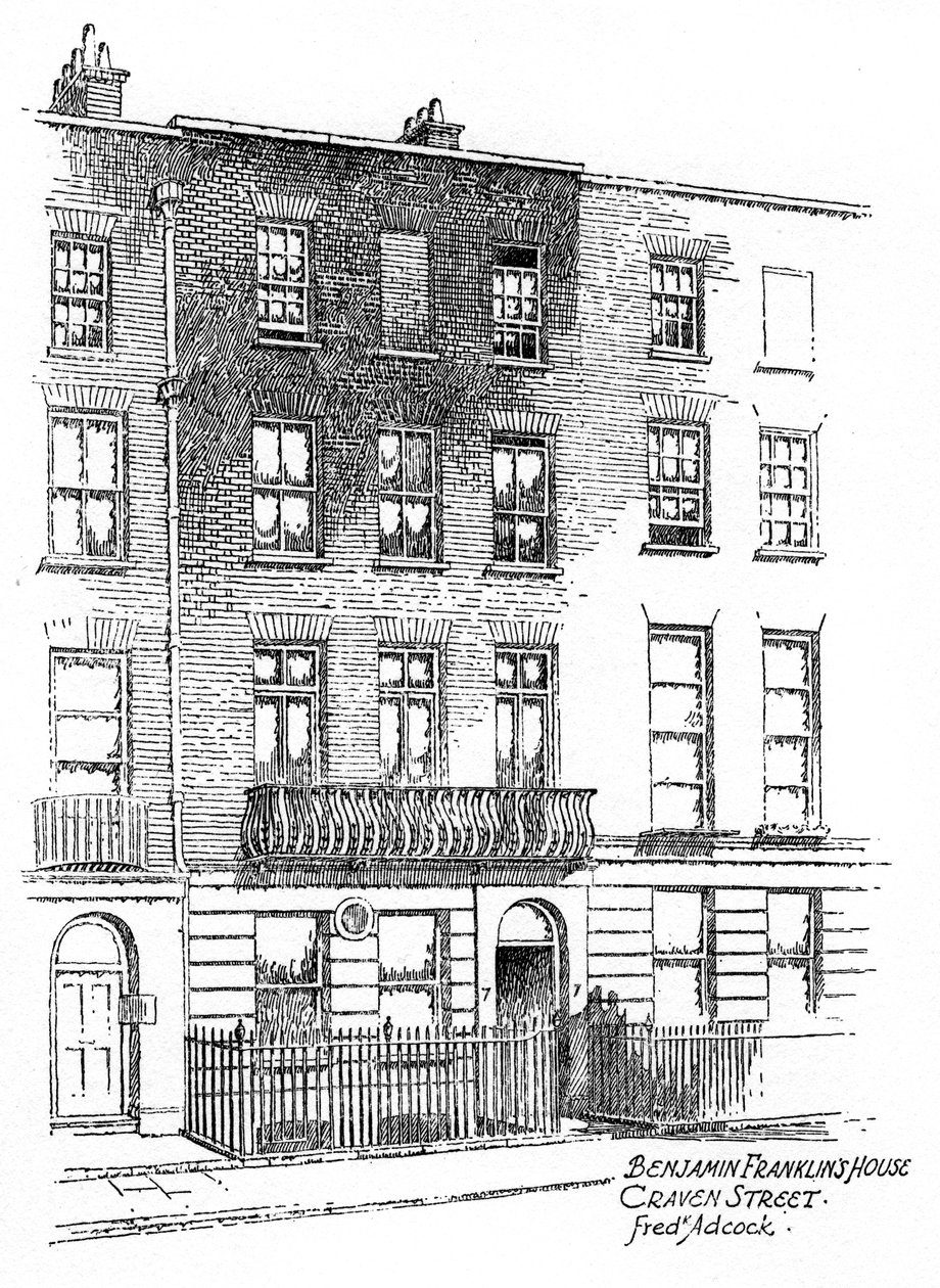 Casa de Benjamin Franklins, 36 Craven Street, Londres, 1912 de Frederick Adcock