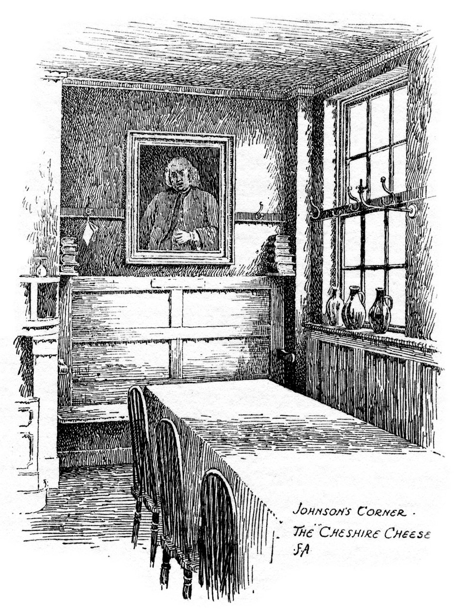 Johnsons Corner, o pub Cheshire Cheese, cidade de Londres, 1912 de Frederick Adcock