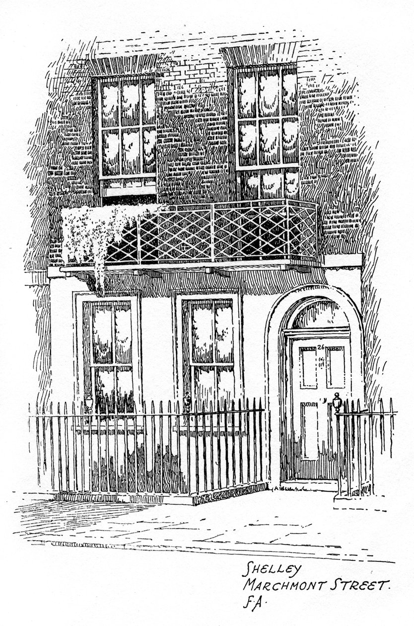 Casa de Percy Bysshe Shelleys, rua Marchmont, Bloomsbury, Londres, 1912 de Frederick Adcock
