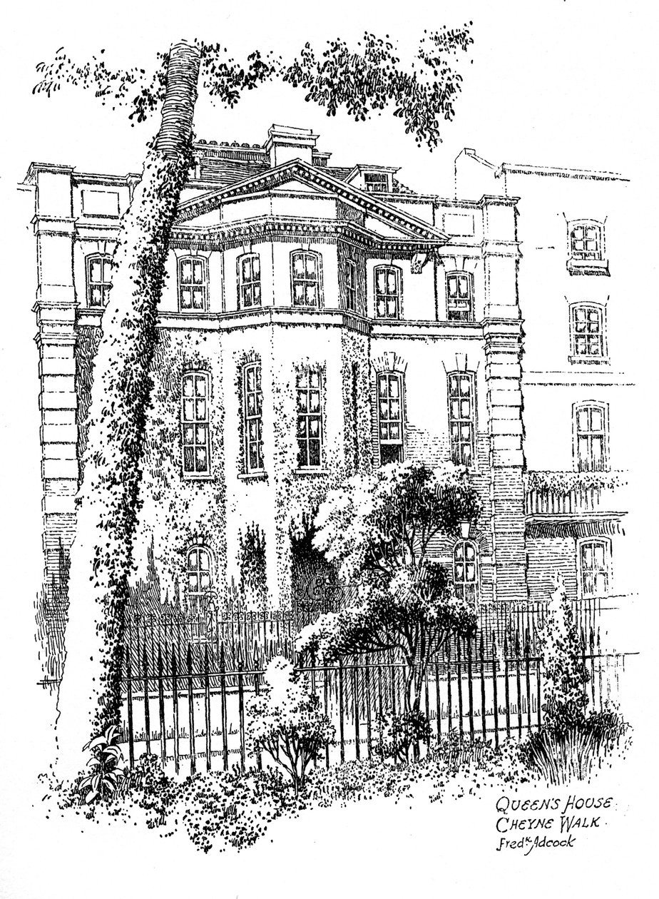 Queens House, Cheyne Walk, Chelsea, Londres, 1912 de Frederick Adcock