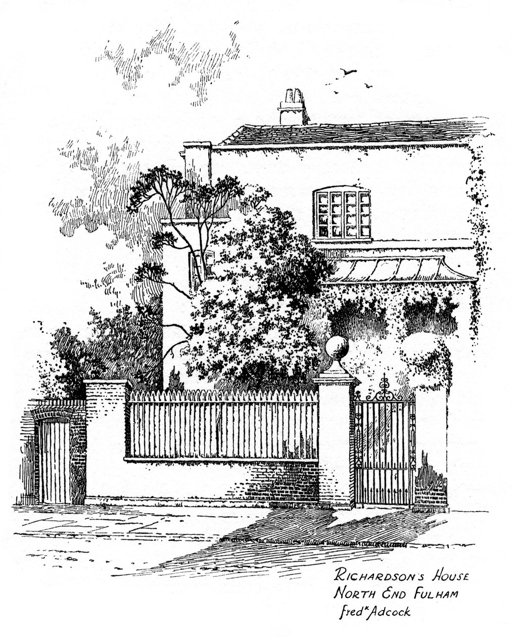 Casa de Samuel Richardsons, North End, Fulham, Londres, 1912 de Frederick Adcock