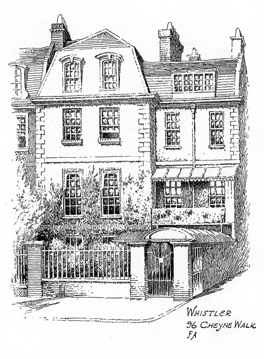 Casa dos assobiadores, 96 Cheyne Walk, Chelsea, Londres, 1912 de Frederick Adcock