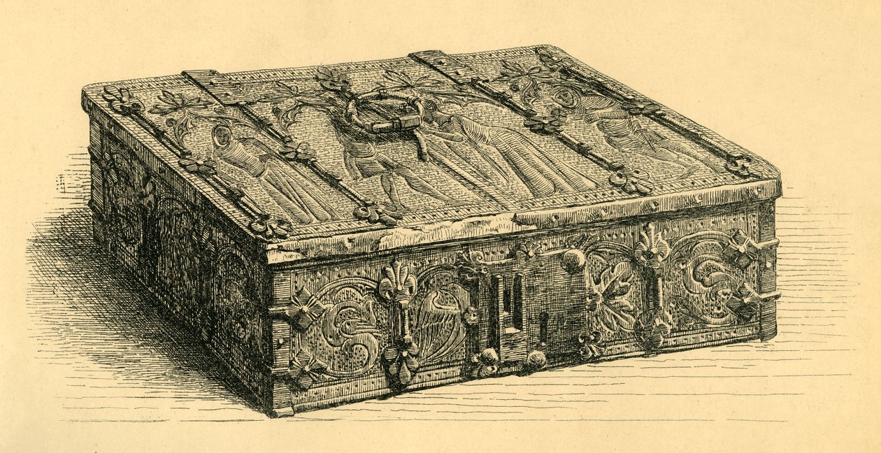 Caixão de madeira e couro, 1350-1370, 1881. de Frederick Albert Slocombe